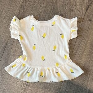 Cat & Jack White Lemon Print Ruffle Tee